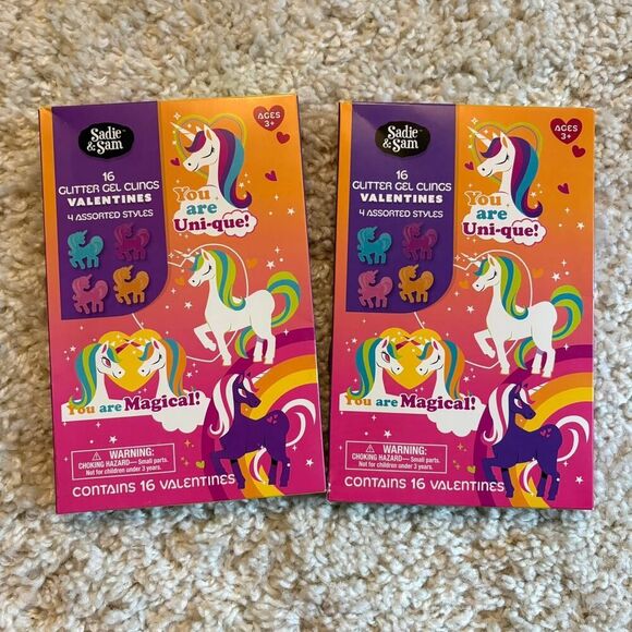 Unicorn Valentine's Cards and Toys - 2 Packs - Picture 1 of 3